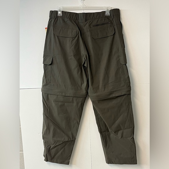 New Men’s Rustic Ridge Dark Iguana Green Convertible Zip-Off Hiking Cargo Pants - Picture 6 of 14